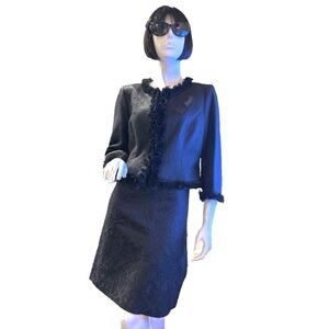 Albert Nippon 2-Piece Fringe Rosette Flower Trim Suit, Size 12